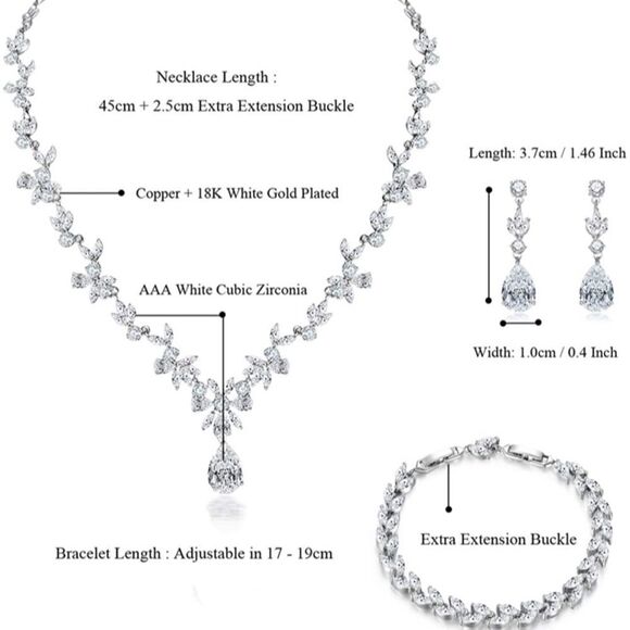 Bridal Set Stunning CZ Necklace, Bracelet,Earrings - Picture 11 of 13